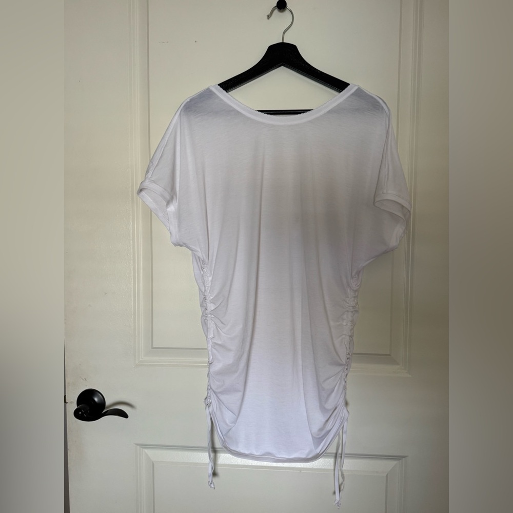 Lululemon Athletica White Ruched Short Sleeve Tee